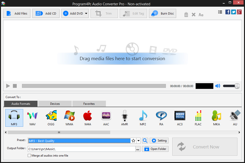 Program4Pc Audio Converter Pro将WAV音频转为MP3音频的方法